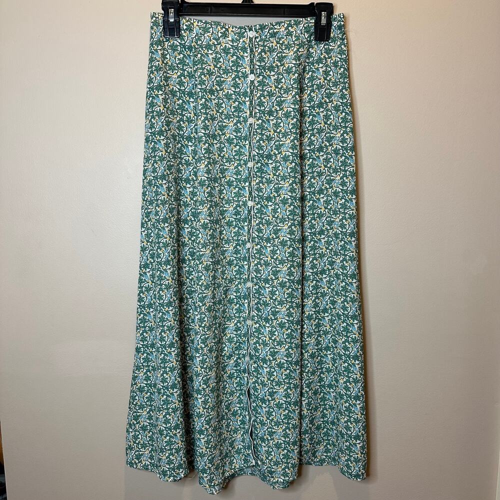 NWT Max Studio Multicolor Floral Midi A-Line Skirt Womens Size Small S Button Up
